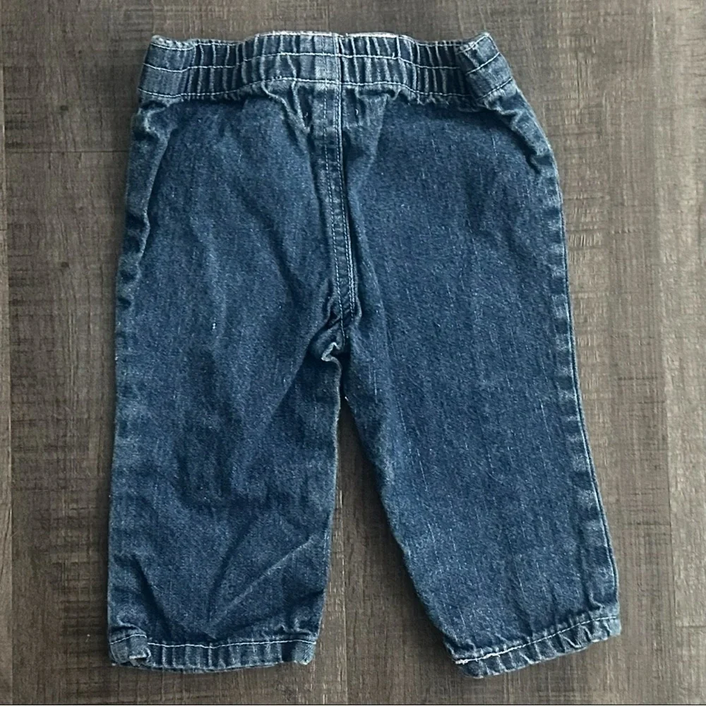 💞 Baby & Toddler Girls Size 3 - 6 Months Denim   Jeans with Floral Embroidery